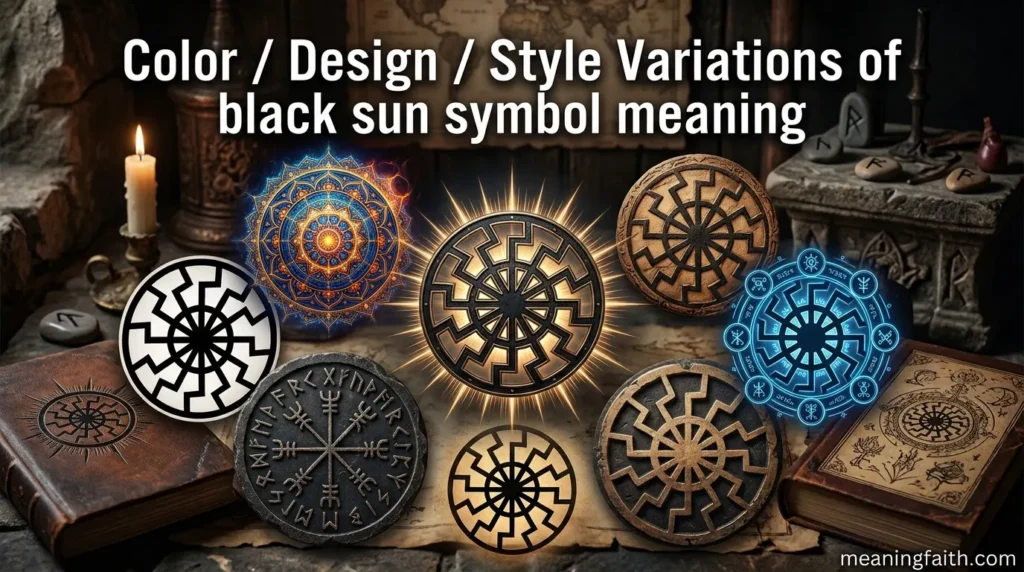 Color / Design / Style Variations of black sun symbol meaning